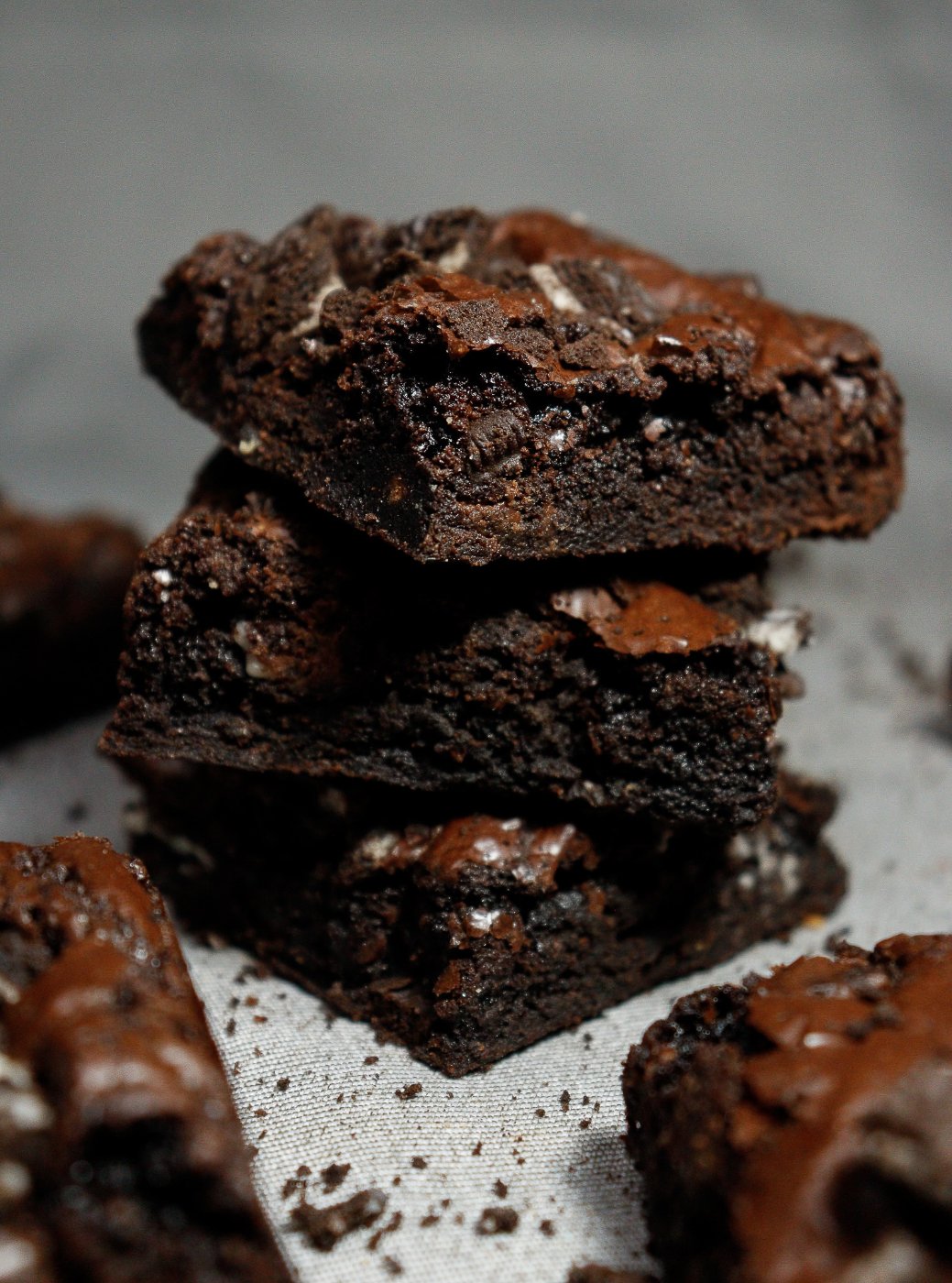 A stack of fudgy Kiekie brownies